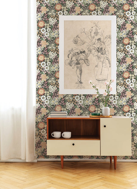 A-Street Prints 4066-26522 Karina Raspberry Wildflower Garden Wallpaper
