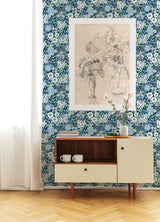 A-Street Prints 4066-26524 Karina Blue Wildflower Garden Wallpaper