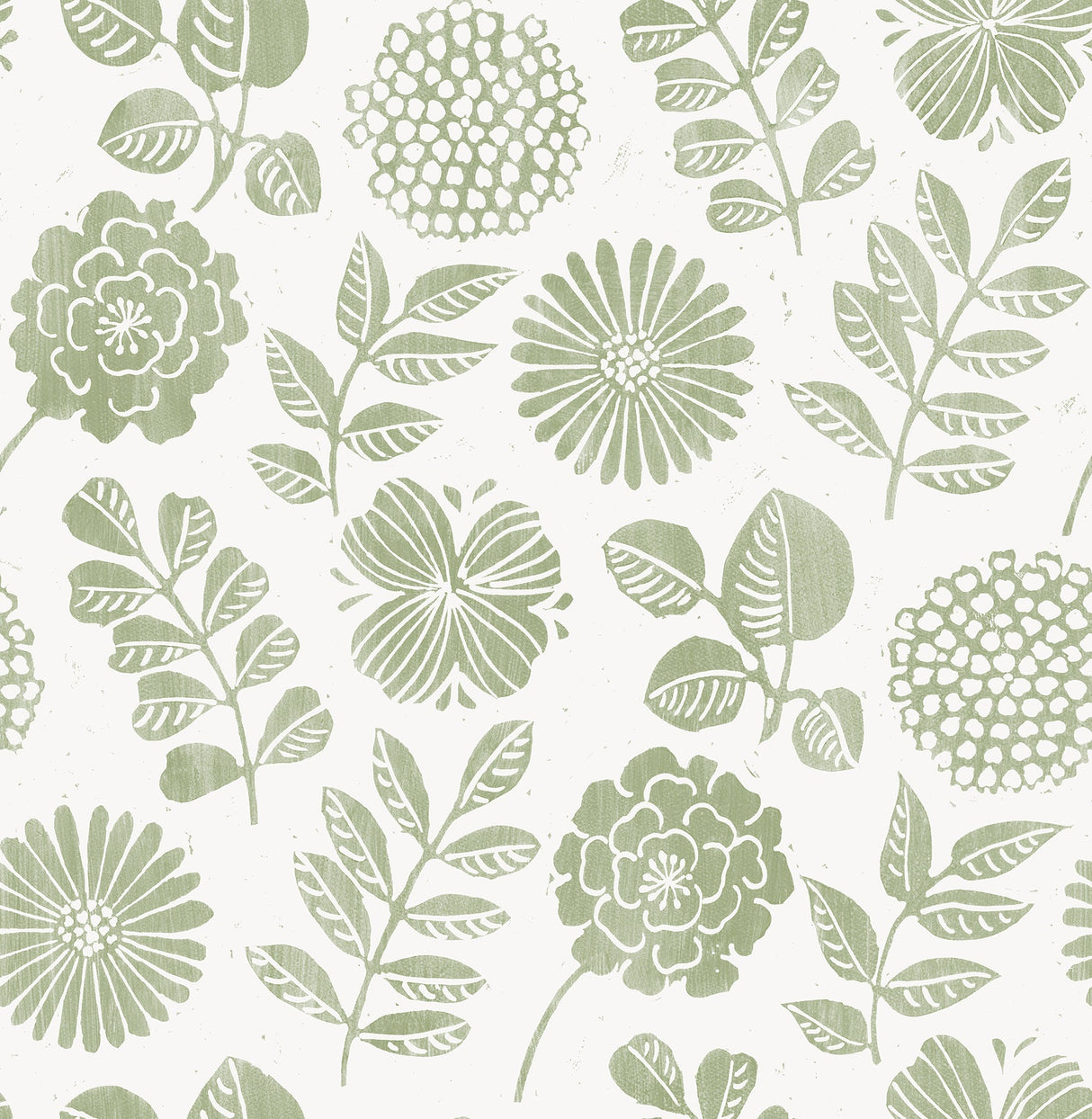 A-Street Prints 4066-26531 Inge Moss Floral Block Print Wallpaper