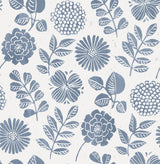 A-Street Prints 4066-26532 Inge Denim Floral Block Print Wallpaper