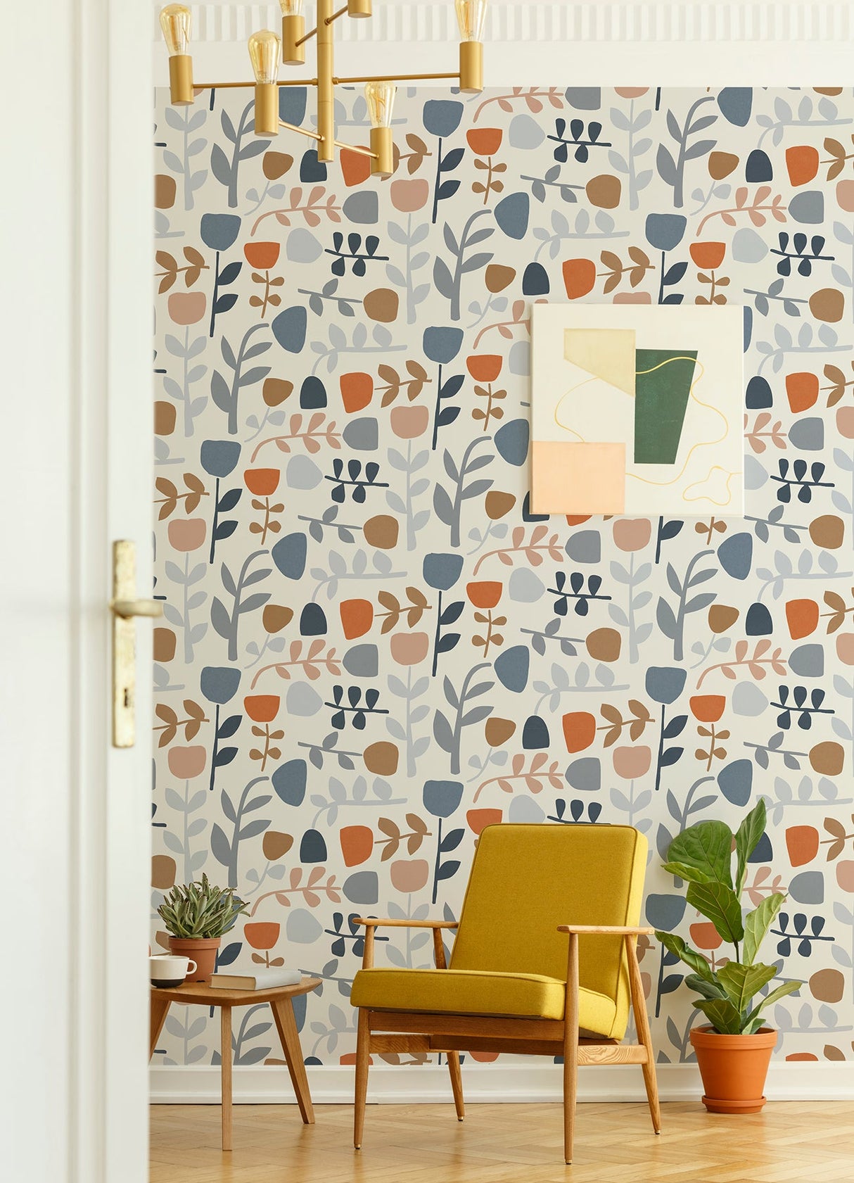 A-Street Prints 4066-26535 Juni Orange Abstract Tulips Wallpaper