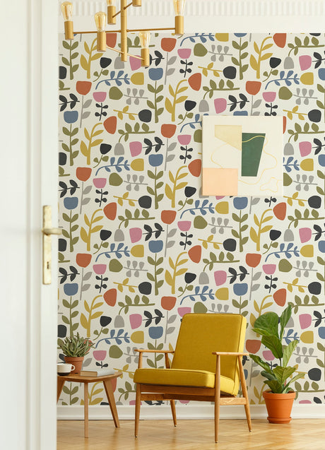 A-Street Prints 4066-26538 Juni Multicolor Abstract Tulips Wallpaper