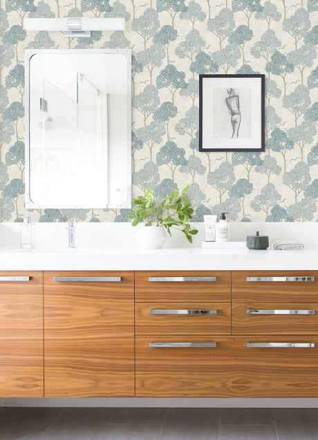 A-Street Prints 4066-26540 Lykke Blue Textured Tree Wallpaper