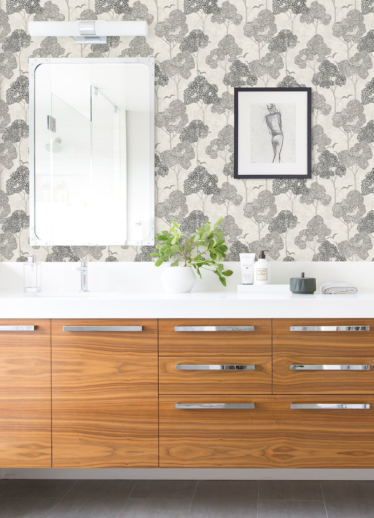 A-Street Prints 4066-26541 Lykke Black Textured Tree Wallpaper
