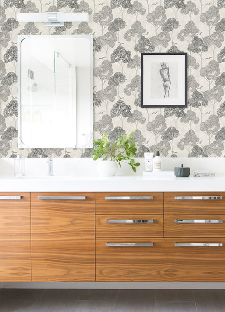 A-Street Prints 4066-26541 Lykke Black Textured Tree Wallpaper
