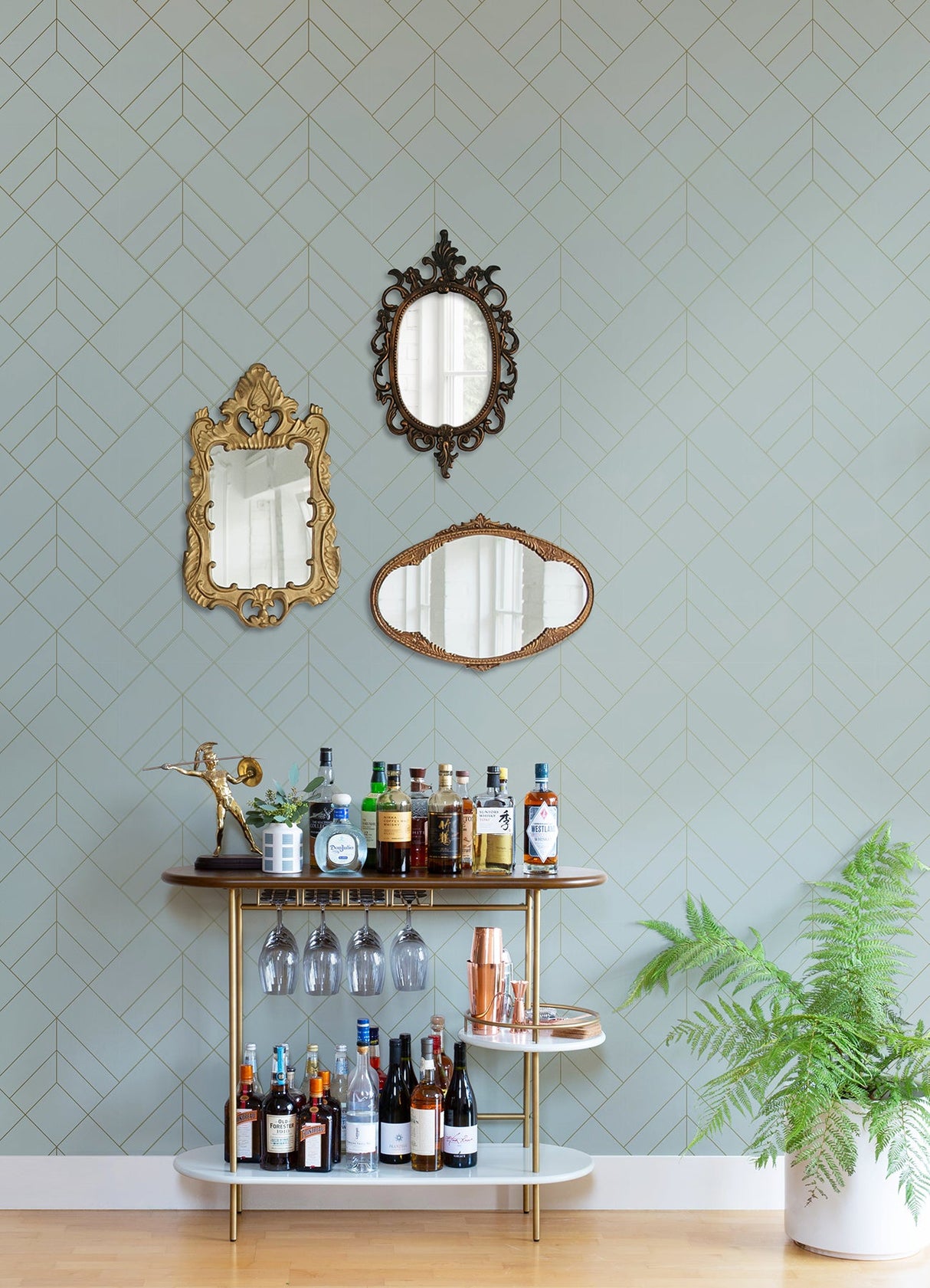 A-Street Prints 4066-26547 Sander Light Blue Geometric Wallpaper