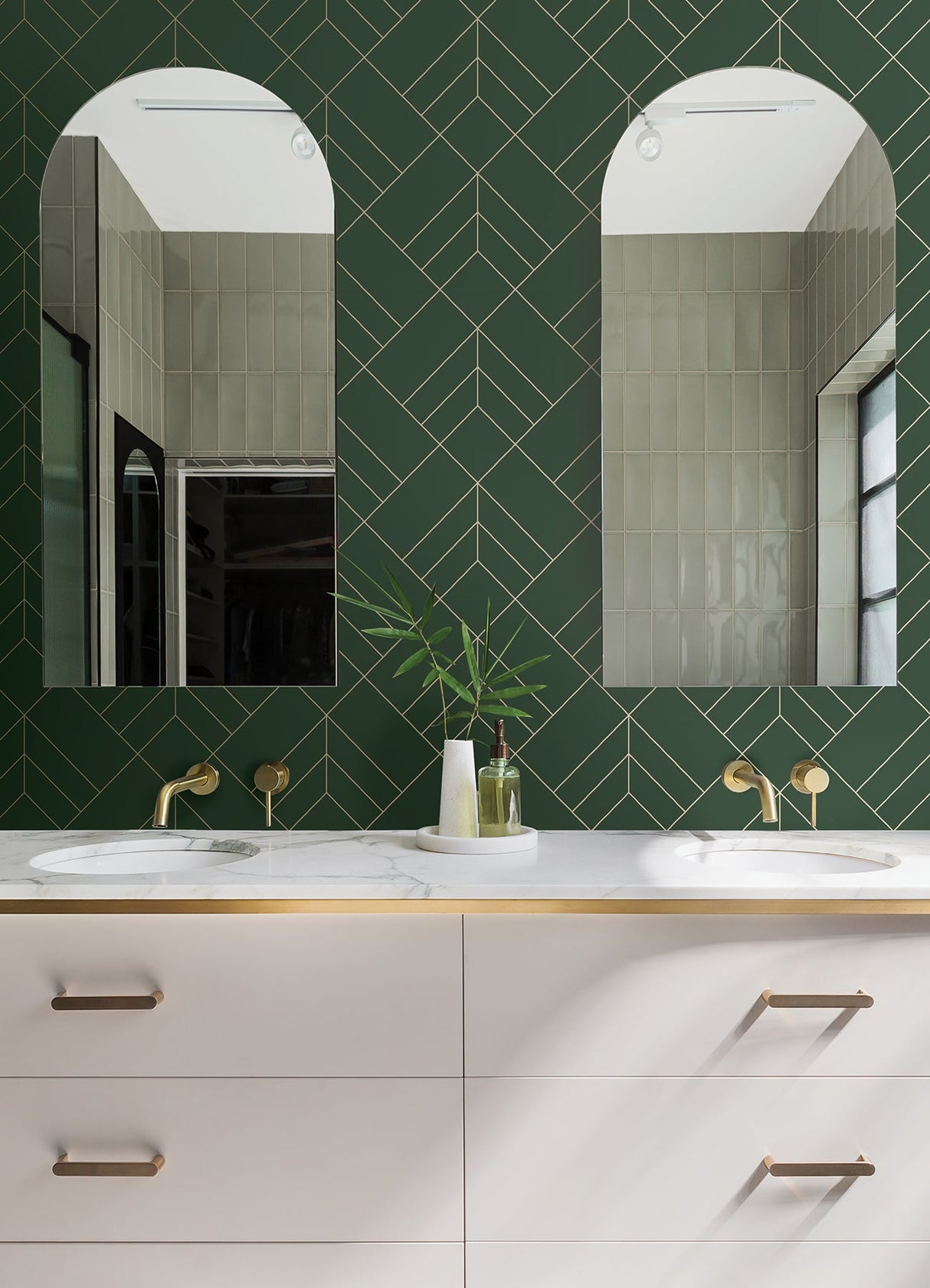 A-Street Prints 4066-26550 Sander Evergreen Geometric Wallpaper