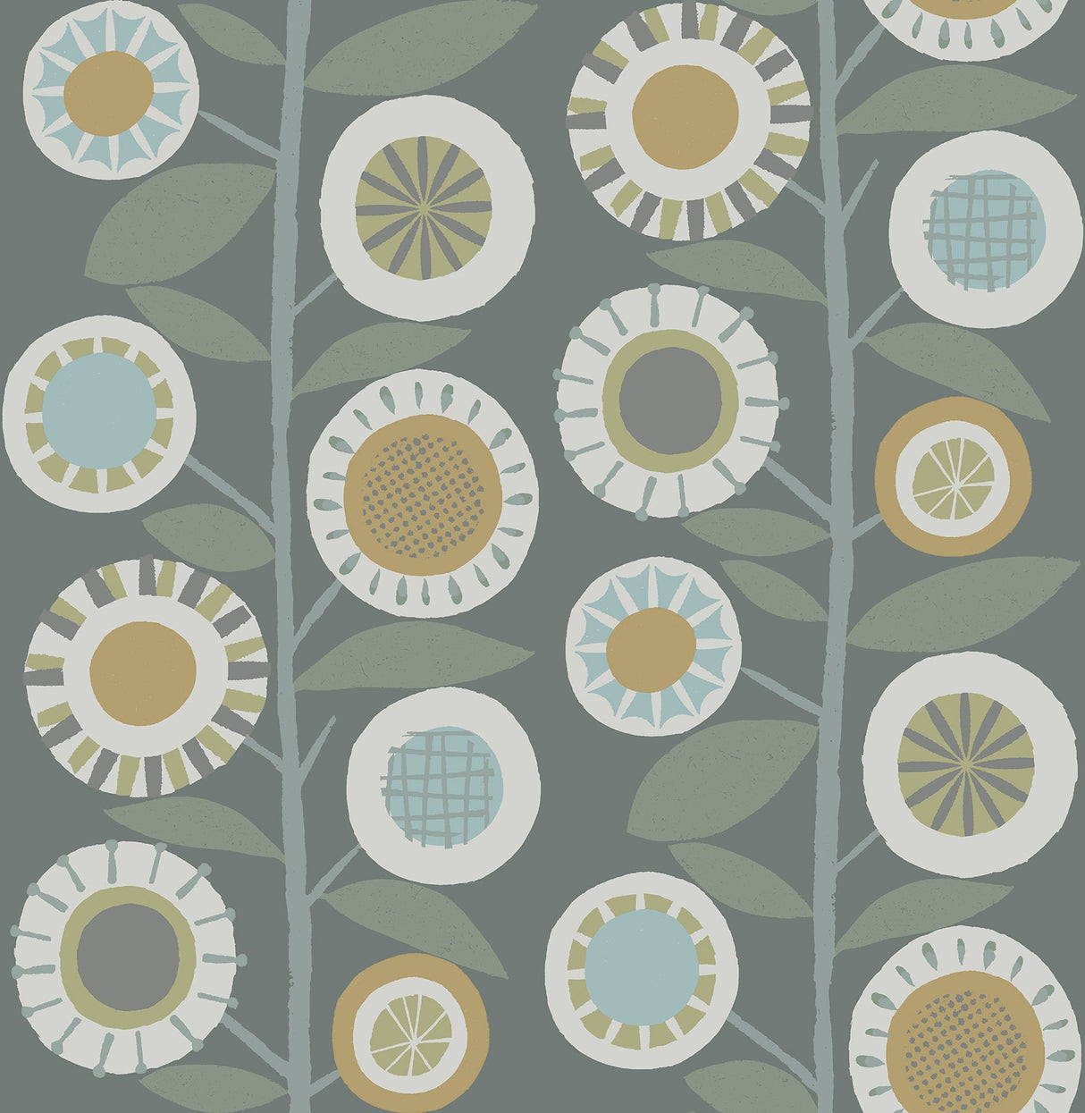 A-Street Prints 4066-26553 Sisu Grey Floral Geometric Wallpaper