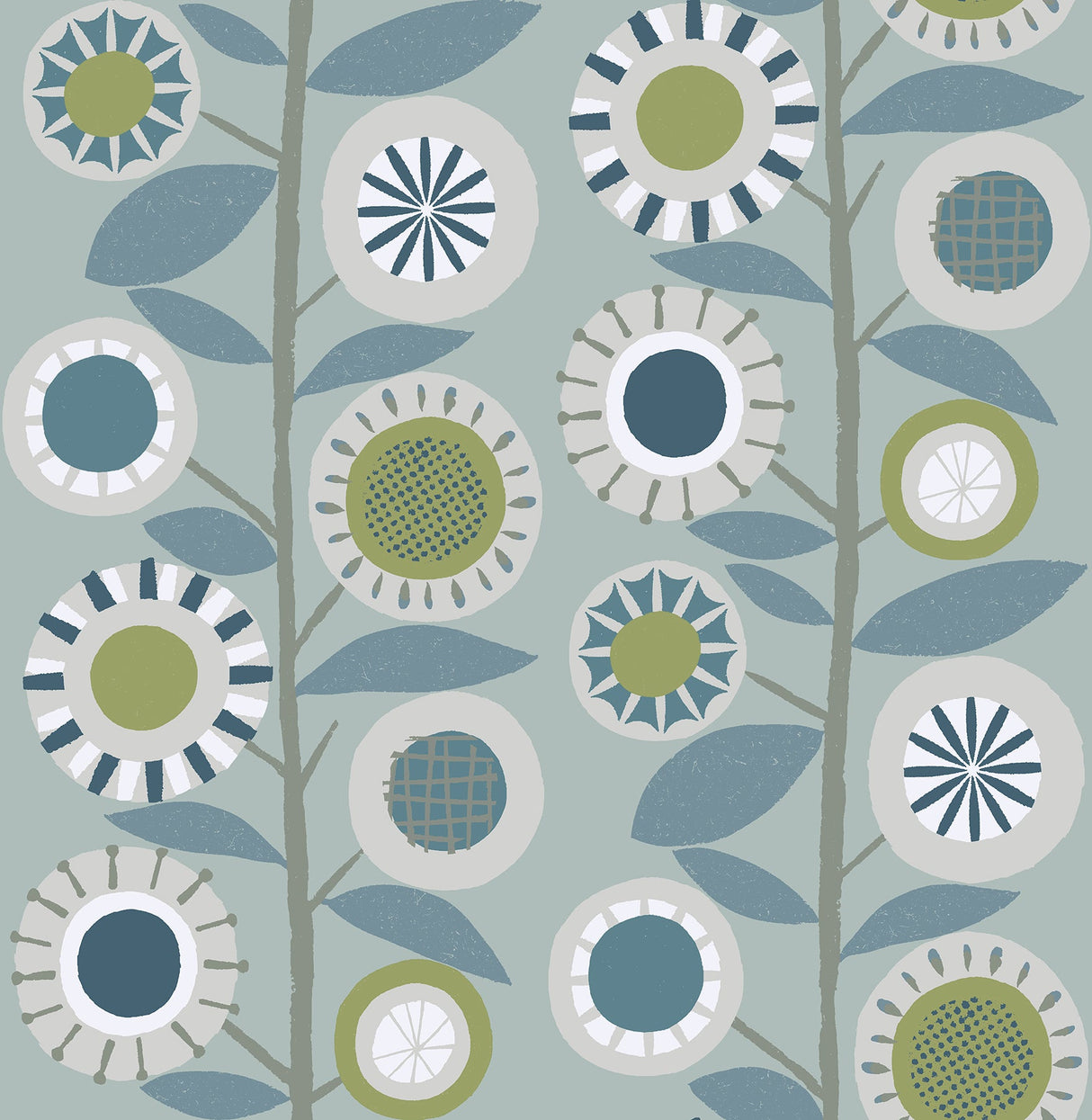 A-Street Prints 4066-26554 Sisu Light Blue Floral Geometric Wallpaper