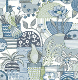 A-Street Prints 4066-26555 Fika Blue Blissful Birds & Blooms Wallpaper