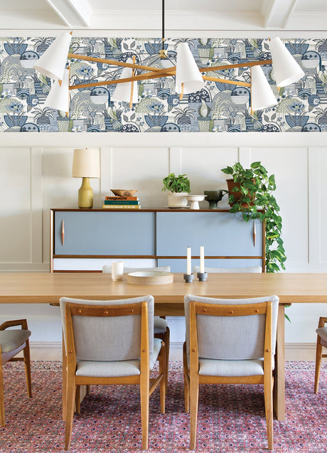 A-Street Prints 4066-26555 Fika Blue Blissful Birds & Blooms Wallpaper