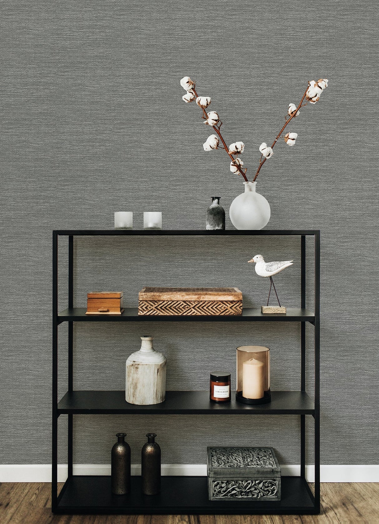 A-Street Prints 4066-26560 Malin Grey Faux Grasscloth Wallpaper