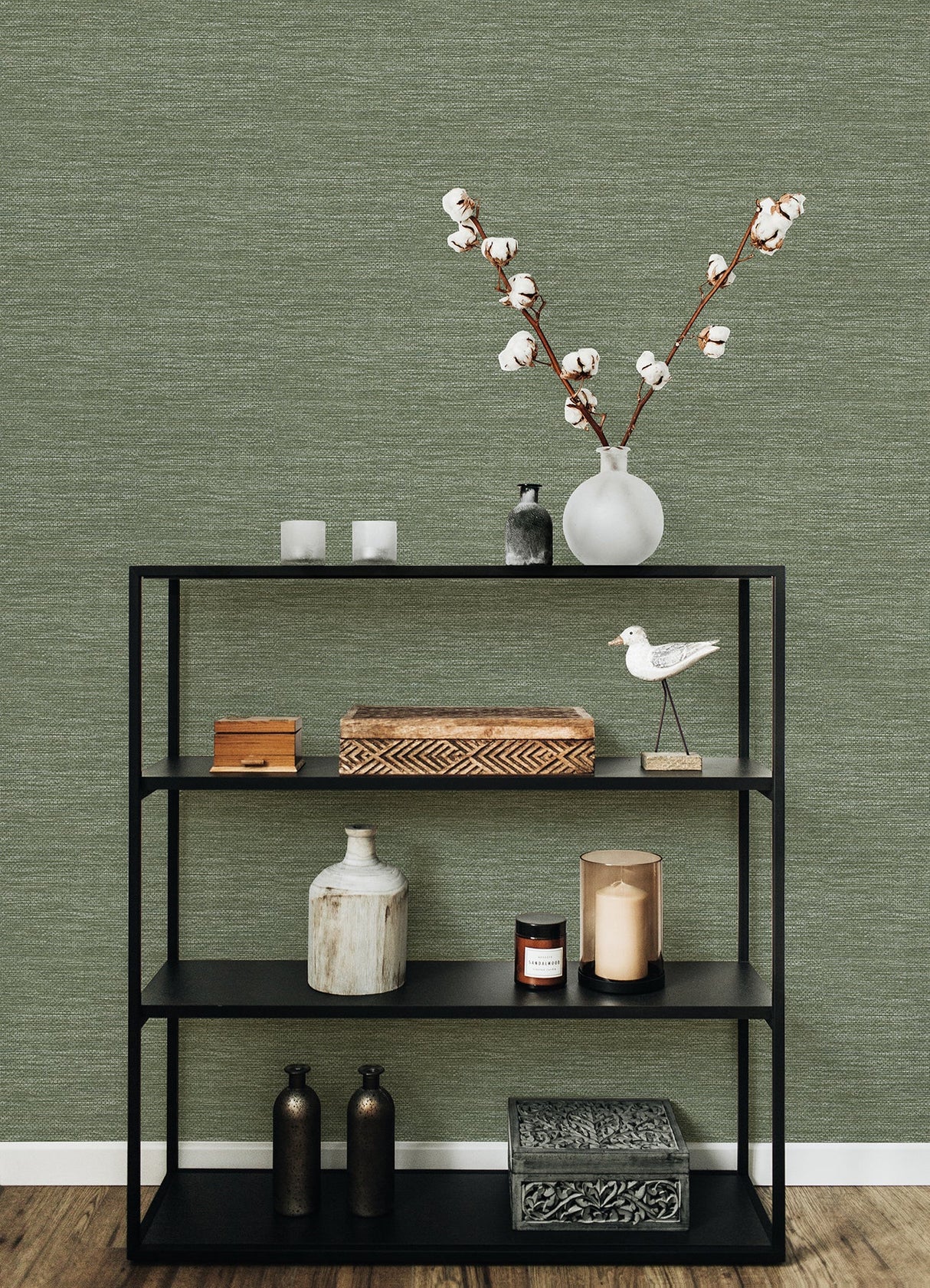 A-Street Prints 4066-26561 Malin Moss Faux Grasscloth Wallpaper