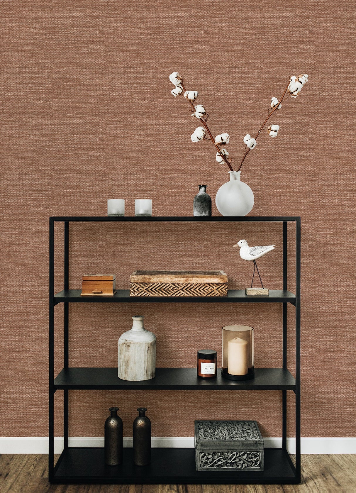 A-Street Prints 4066-26564 Malin Rust Faux Grasscloth Wallpaper