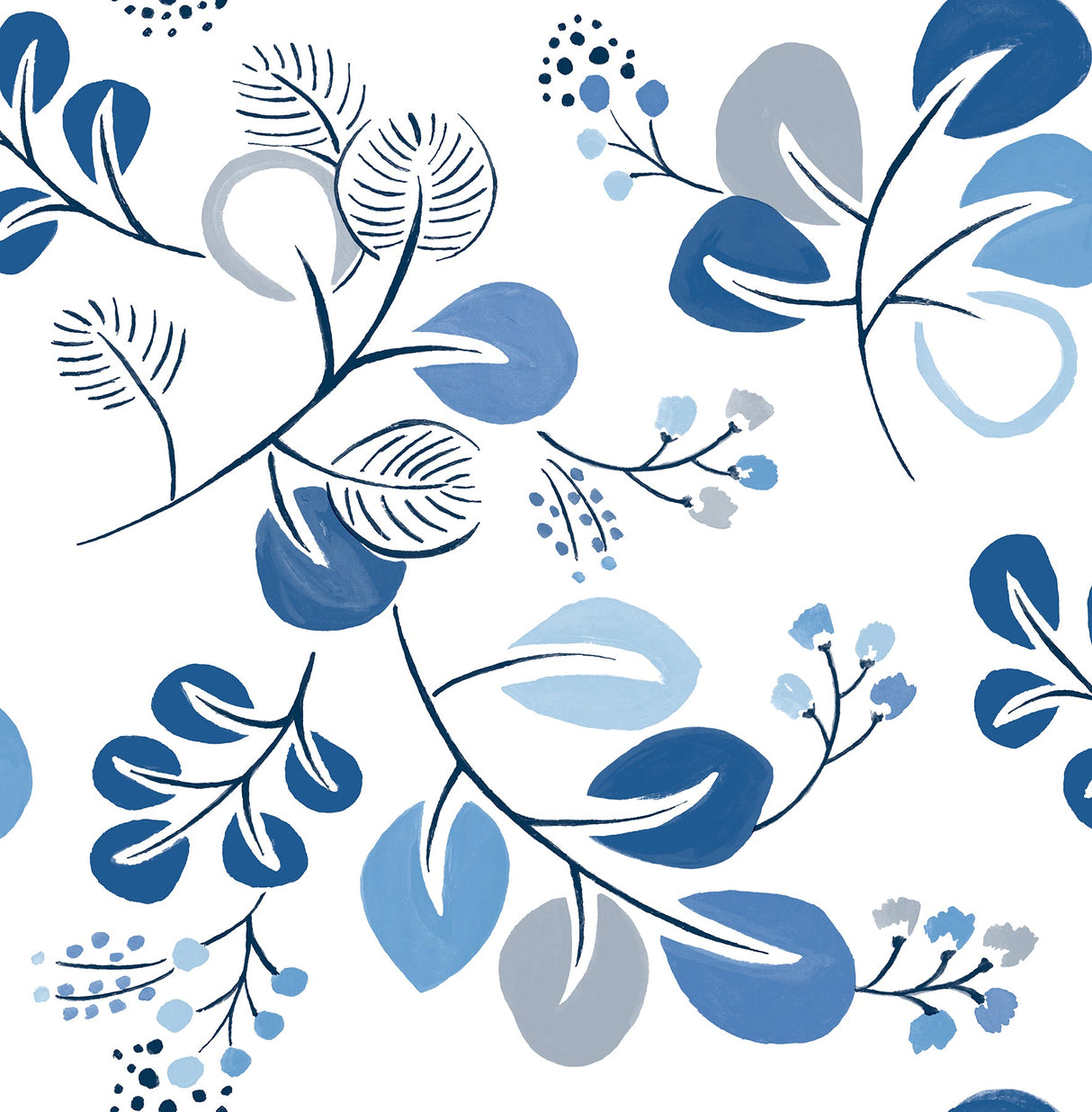 A-Street Prints 4066-26566 Jonah Blue Leaf Trail Wallpaper