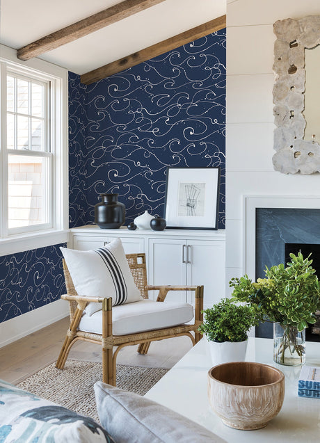 Chesapeake 4071-71004 Kuroshio Navy Ocean Wave Wallpaper