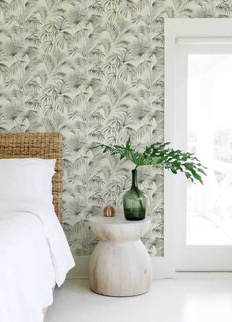 Chesapeake 4071-71015 Manaus Aqua Palm Frond Wallpaper