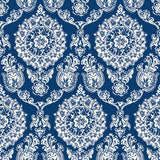 Chesapeake 4071-71018 Helm Damask Navy Floral Medallion Wallpaper