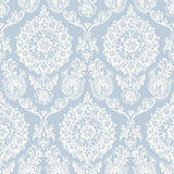 Chesapeake 4071-71019 Helm Damask Light Blue Floral Medallion Wallpaper
