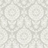 Chesapeake 4071-71020 Helm Damask Taupe Floral Medallion Wallpaper