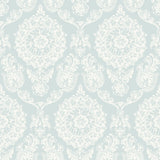 Chesapeake 4071-71023 Helm Damask Aqua Floral Medallion Wallpaper