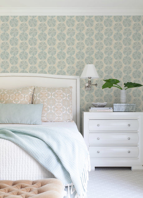 Chesapeake 4071-71028 Sea Biscuit Aqua Sand Dollar Wallpaper