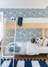 Chesapeake 4071-71040 Plumeria Blue Floral Trail Wallpaper
