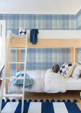 Chesapeake 4071-71043 Madras Blue Plaid Wallpaper