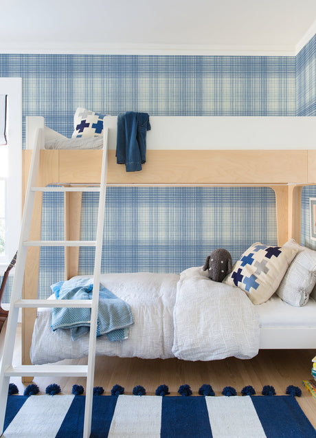 Chesapeake 4071-71043 Madras Blue Plaid Wallpaper