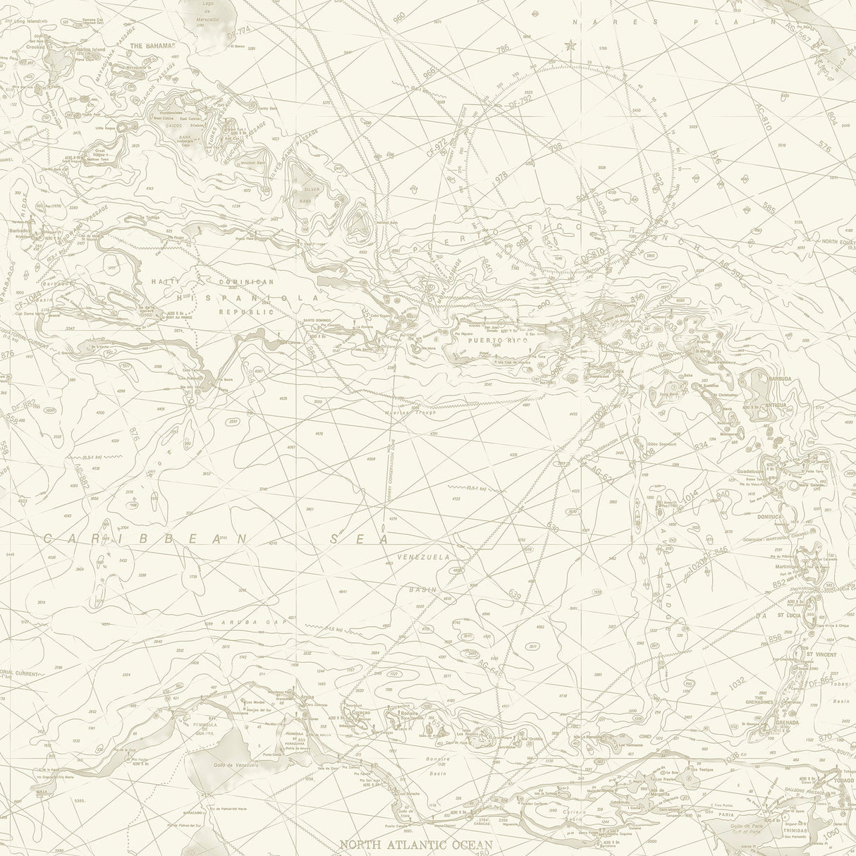 Chesapeake 4071-71057 Charts Taupe Nautical Chart Wallpaper