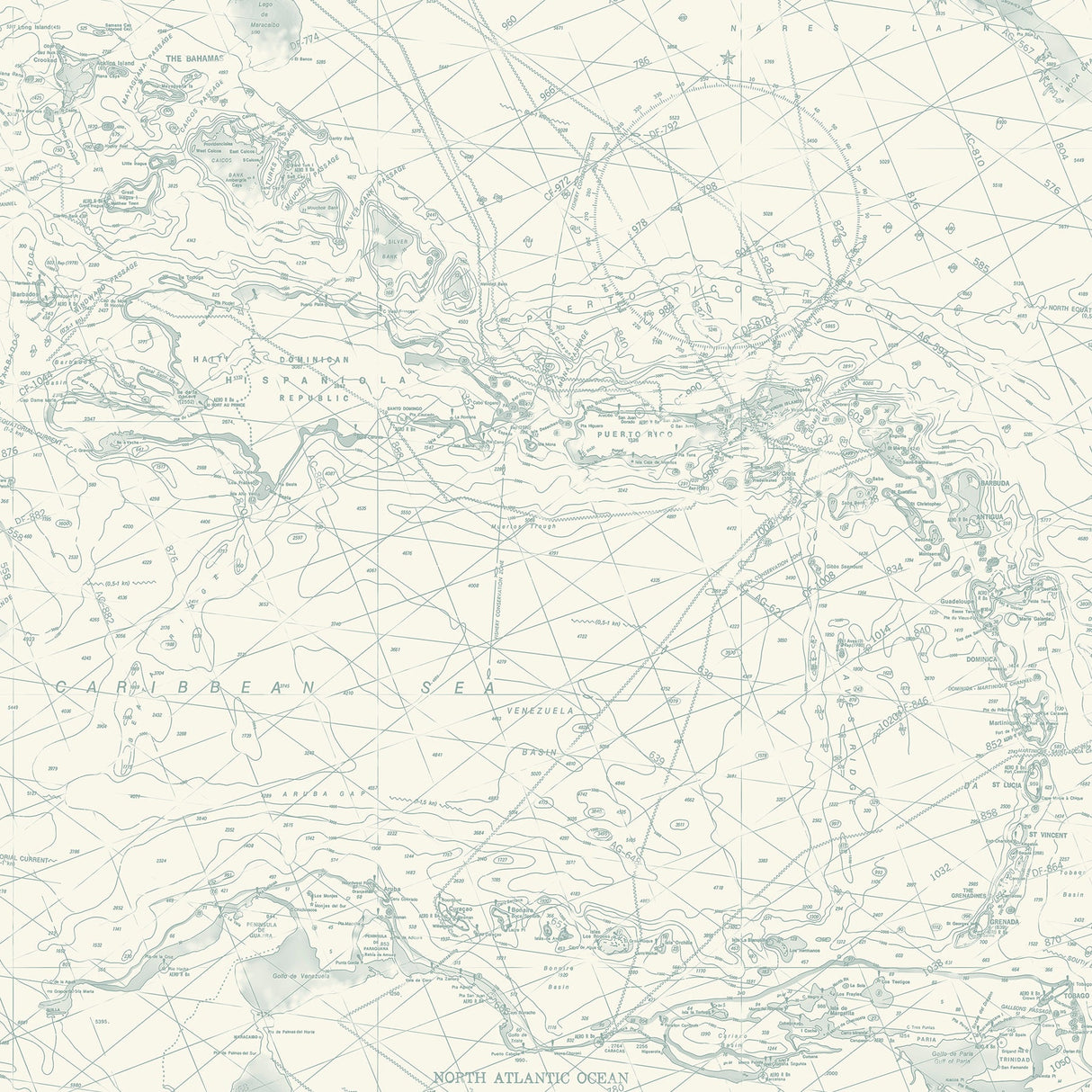 Chesapeake 4071-71058 Charts Aqua Nautical Chart Wallpaper