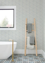 Chesapeake 4071-71060 Sand Drips Blue Painted Dots Wallpaper