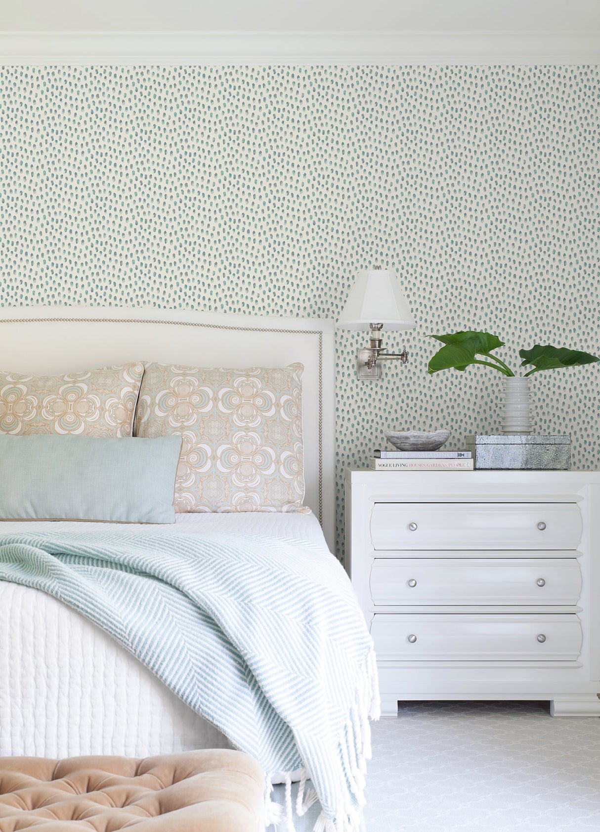 Chesapeake 4071-71061 Sand Drips Aqua Painted Dots Wallpaper