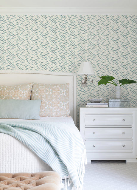 Chesapeake 4071-71061 Sand Drips Aqua Painted Dots Wallpaper