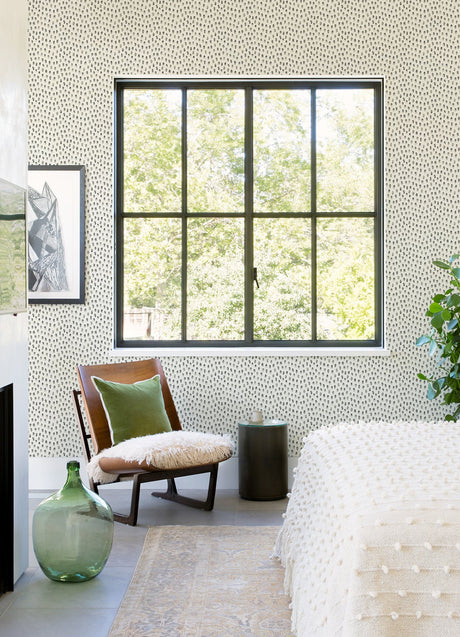Chesapeake 4071-71063 Sand Drips Dark Grey Painted Dots Wallpaper