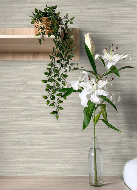 Chesapeake 4071-71065 Grassweave Light Grey Imitation Grasscloth Wallpaper