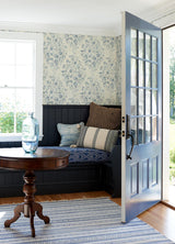 Chesapeake 4072-70006 Isidore Blue Scroll Wallpaper