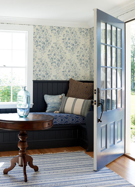 Chesapeake 4072-70006 Isidore Blue Scroll Wallpaper