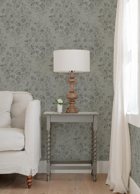 Chesapeake 4072-70008 Isidore Grey Scroll Wallpaper