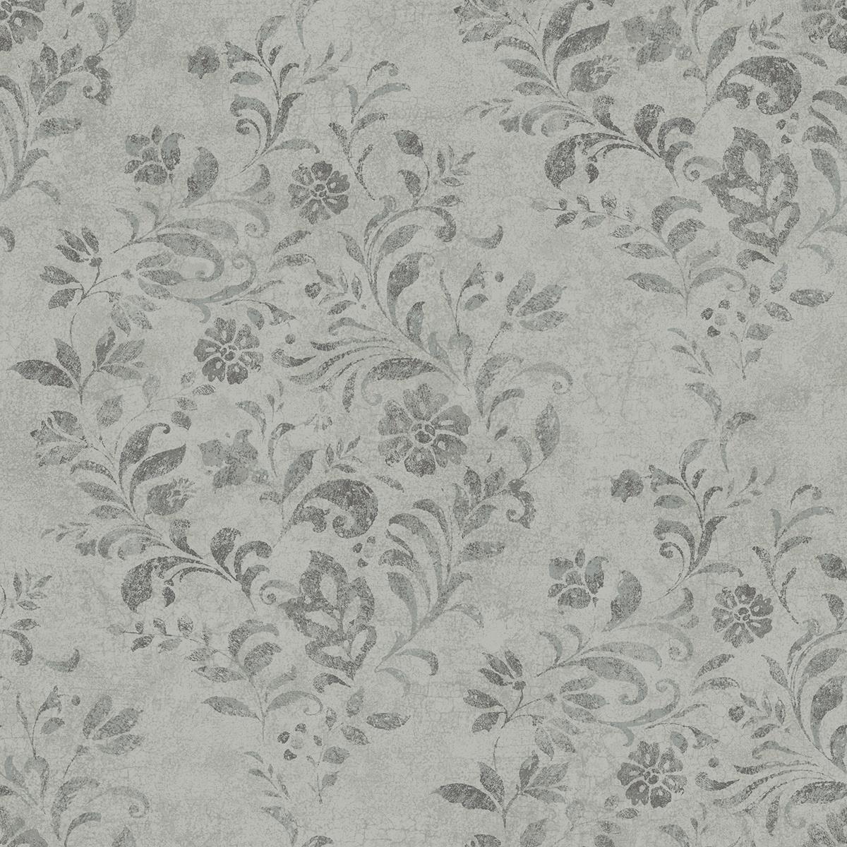 Chesapeake 4072-70008 Isidore Grey Scroll Wallpaper