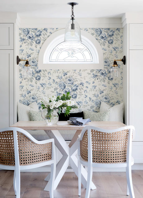 Chesapeake 4072-70025 Manon Blue Rose Stitch Wallpaper