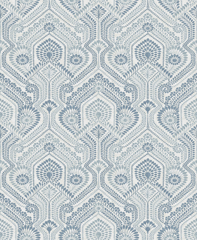 A-Street Prints 4074-26611 Fernback Blue Ornate Botanical Wallpaper - Eade's Wallpaper