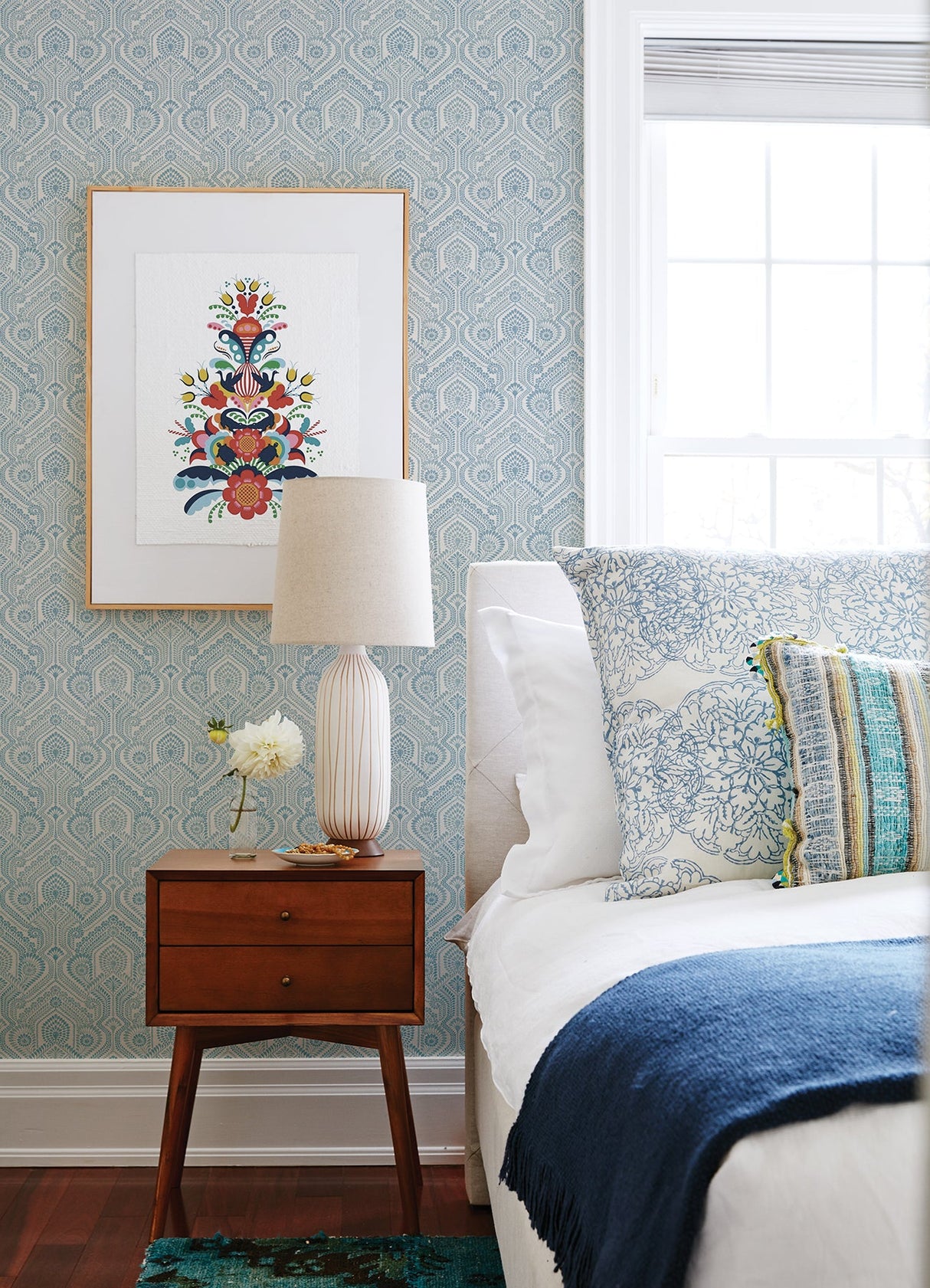 A-Street Prints 4074-26612 Fernback Blue Ornate Botanical Wallpaper - Eade's Wallpaper