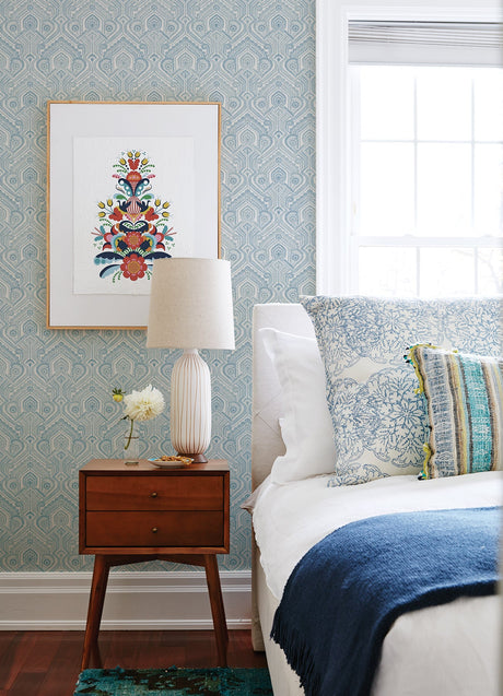 A-Street Prints 4074-26612 Fernback Blue Ornate Botanical Wallpaper - Eade's Wallpaper