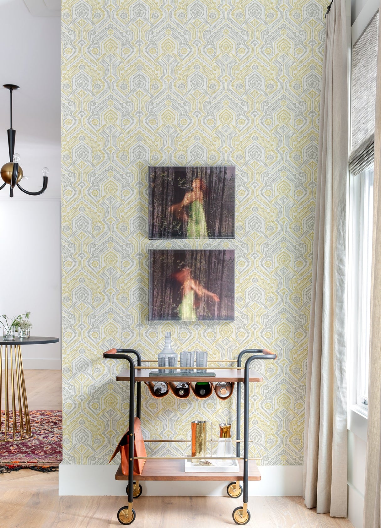 A-Street Prints 4074-26615 Fernback Yellow Ornate Botanical Wallpaper
