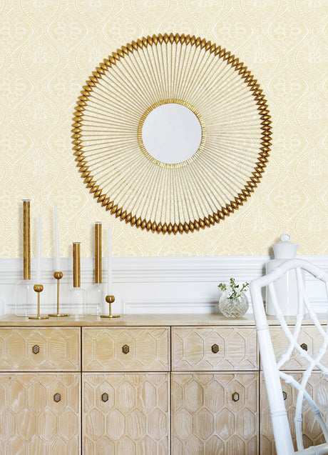 A-Street Prints 4074-26639 Scout Light Yellow Floral Ogee Wallpaper - Eade's Wallpaper
