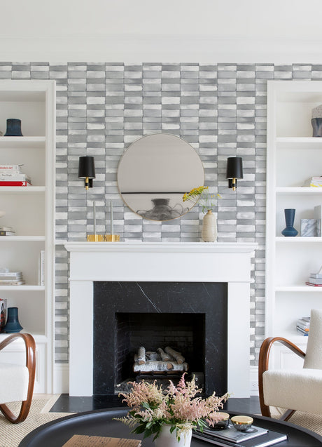 A-Street Prints 4074-26644 Braden Grey Tile Wallpaper