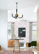 A-Street Prints 4074-87374 Augusta Pink Flock Damask Wallpaper