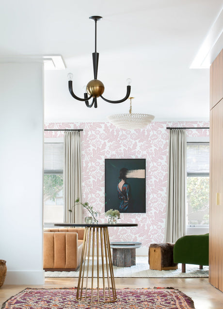 A-Street Prints 4074-87374 Augusta Pink Flock Damask Wallpaper