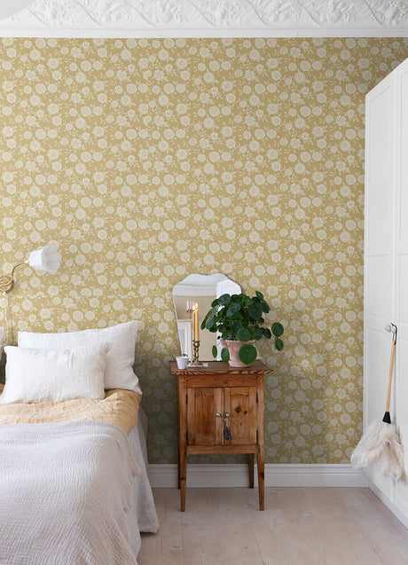 A-Street Prints 4080-15910 Lizette Mustard Charming Floral Wallpaper